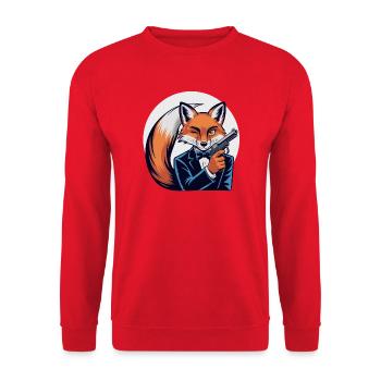 Renard en smoking avec pistolet - Sweat-shirt Unisexe - rouge - Devant - Alina (178cm) & Michal (187cm)