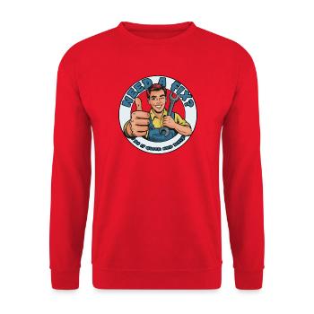 Need A Fix? Repair Hero Quick and Dirty - Unisex Sweatshirt - red - Front - Alina (178cm) & Michal (187cm)