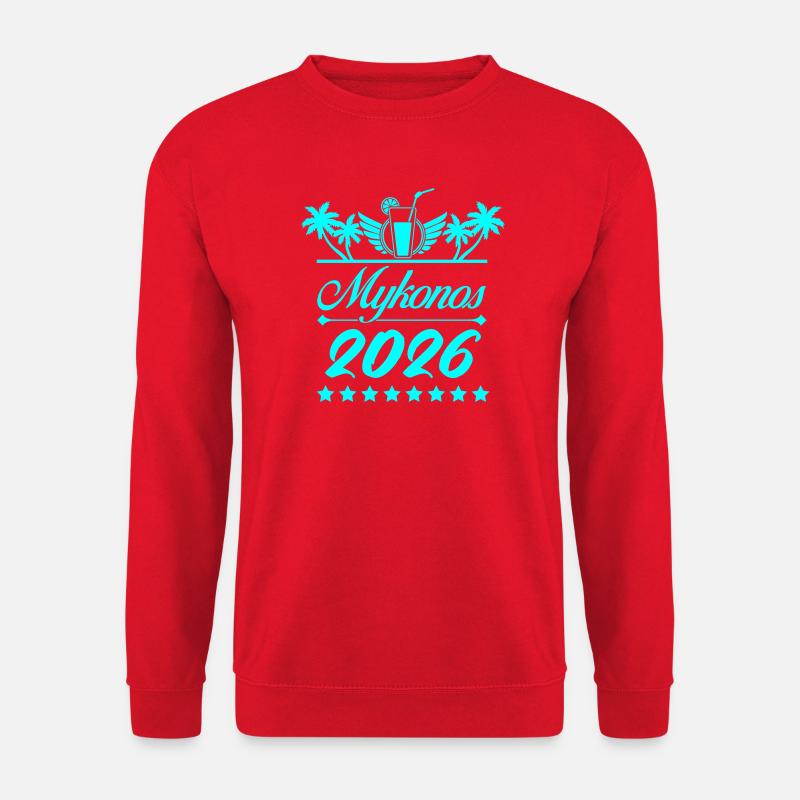 Mykonos 2026 Neon Palm Trees Design - Unisex Sweatshirt - red
