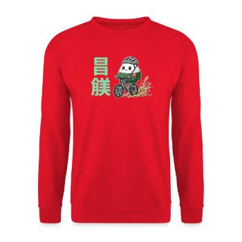 Kawaii Onigiri Radfahrer-Schlammspritzer - Unisex Pullover - Rot - Vorne - Alina (178cm) & Michal (187cm)