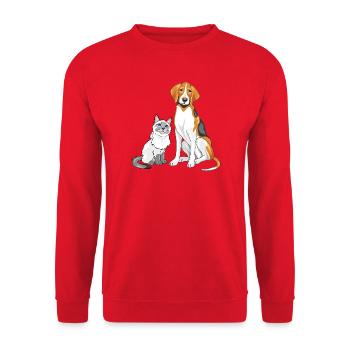 Siamese_cat_and_Foxhound_are_best_friends - Unisex Pullover - Rot - Vorne - Alina (178cm) & Michal (187cm)