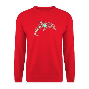 Dolphin Heart Pattern - Unisex Sweatshirt - red - Front - Alina (178cm) & Michal (187cm)