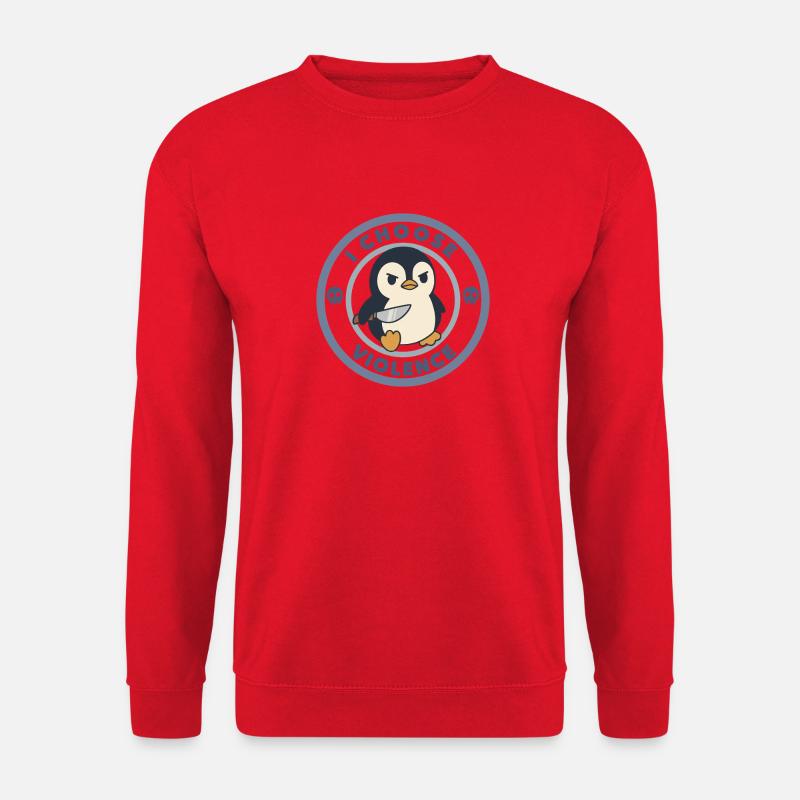 Funny I Choose Violence Penguin With Knife Meme - Unisex Sweatshirt - red