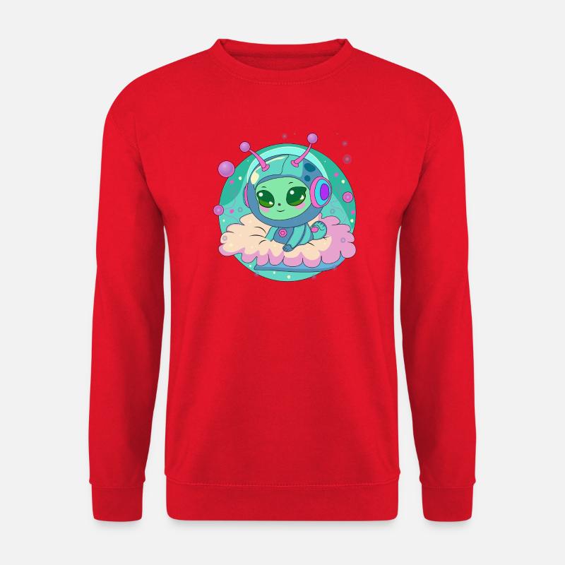 Pastel Astronaut Alien on Cloud - Unisex Sweatshirt - red