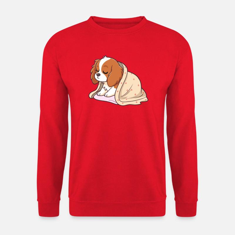 Schläferwelpe unter Decke - Unisex Pullover - Rot