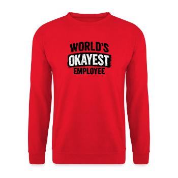 World's okayest employee work colleague colleagues - Unisex Sweatshirt - red - Front - Alina (178cm) & Michal (187cm)