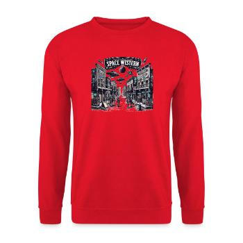 Space Western City Scene - Unisex Sweatshirt - red - Front - Alina (178cm) & Michal (187cm)