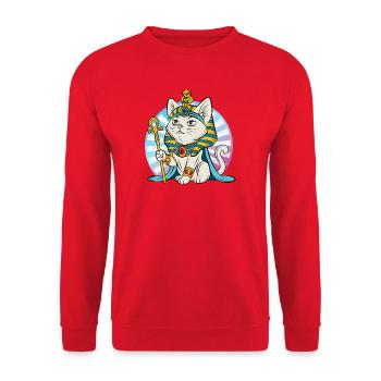 Egyptian Pharaoh Cat - Unisex Sweatshirt - red - Front - Alina (178cm) & Michal (187cm)