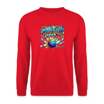 Bowling Strike Graffiti Retro Sports Art Tee - Unisex Sweatshirt - red - Front - Alina (178cm) & Michal (187cm)