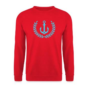 Anchor Wreath Nautical Emblem - Unisex Sweatshirt - red - Front - Alina (178cm) & Michal (187cm)