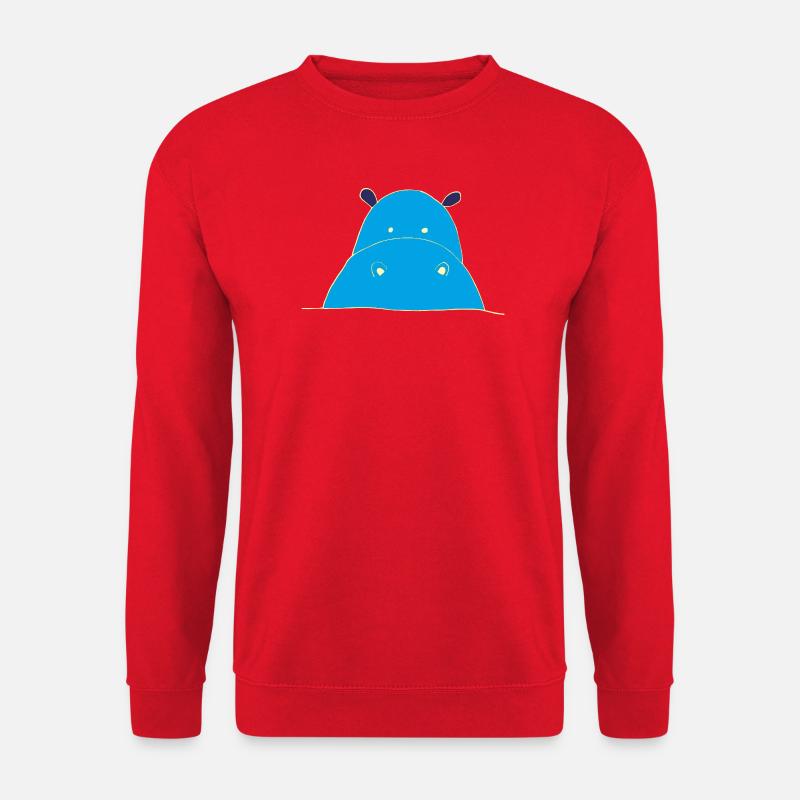 Blauer Hippo nilpferd - Unisex Pullover - Rot