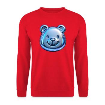 Süßer Bär mit metallischen Reflexionen - Unisex Pullover - Rot - Vorne - Alina (178cm) & Michal (187cm)