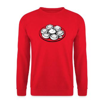 Pelmeni, Manti - Sweat-shirt Unisexe - rouge - Devant - Alina (178cm) & Michal (187cm)