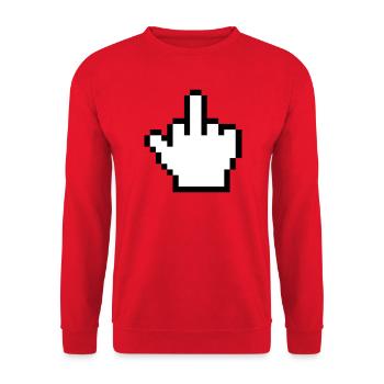 Mouse Hand Middle Finger Mouse Pointer - Unisex Sweatshirt - red - Front - Alina (178cm) & Michal (187cm)