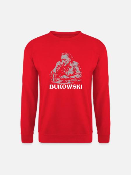 Charles Bukowski trinkt Kaffee im Café - Unisex Pullover - Rot