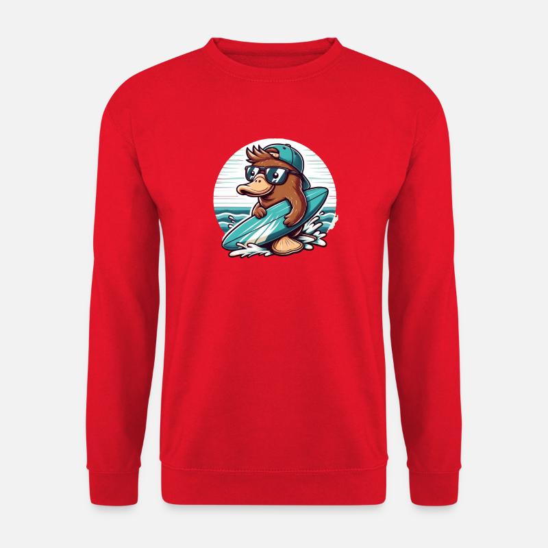 Surfender Biber mit Sonnenbrille - Unisex Pullover - Rot
