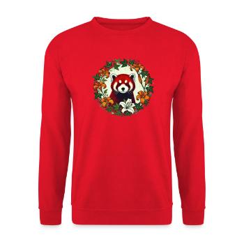 Red Panda Floral Circle - Unisex Sweatshirt - red - Front - Alina (178cm) & Michal (187cm)