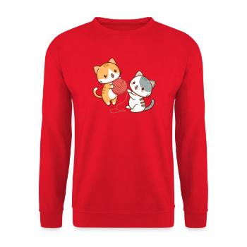 Chatons et pelote kawaii - Sweat-shirt Unisexe - rouge - Devant - Alina (178cm) & Michal (187cm)