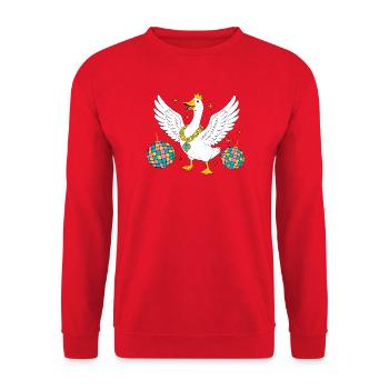Oie royale de fête avec chaîne pailletée - Sweat-shirt Unisexe - rouge - Devant - Alina (178cm) & Michal (187cm)