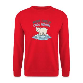 Make Earth Cool Again - Unisex Sweatshirt - red - Front - Alina (178cm) & Michal (187cm)