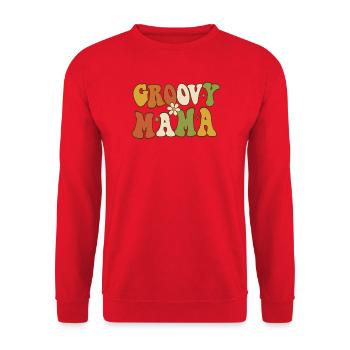 Groovy Mama Retro Flower Typography - Unisex Sweatshirt - red - Front - Alina (178cm) & Michal (187cm)