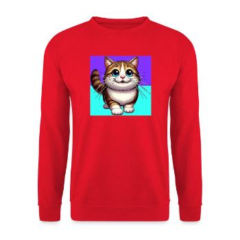 cat - Unisex Sweatshirt - red - Front - Alina (178cm) & Michal (187cm)