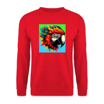 Papagei - Unisex Pullover - Rot - Vorne - Alina (178cm) & Michal (187cm)