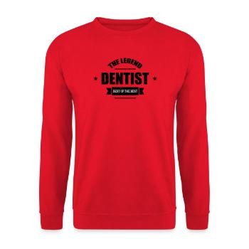 The Legend Dentist Typographic - Sweat-shirt Unisexe - rouge - Devant - Alina (178cm) & Michal (187cm)