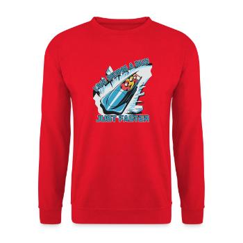 Rasender Bob, fast wie Bus fahren... - Unisex Pullover - Rot - Vorne - Alina (178cm) & Michal (187cm)