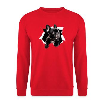 French Bulldog Breakthrough Funny - Unisex Sweatshirt - red - Front - Alina (178cm) & Michal (187cm)