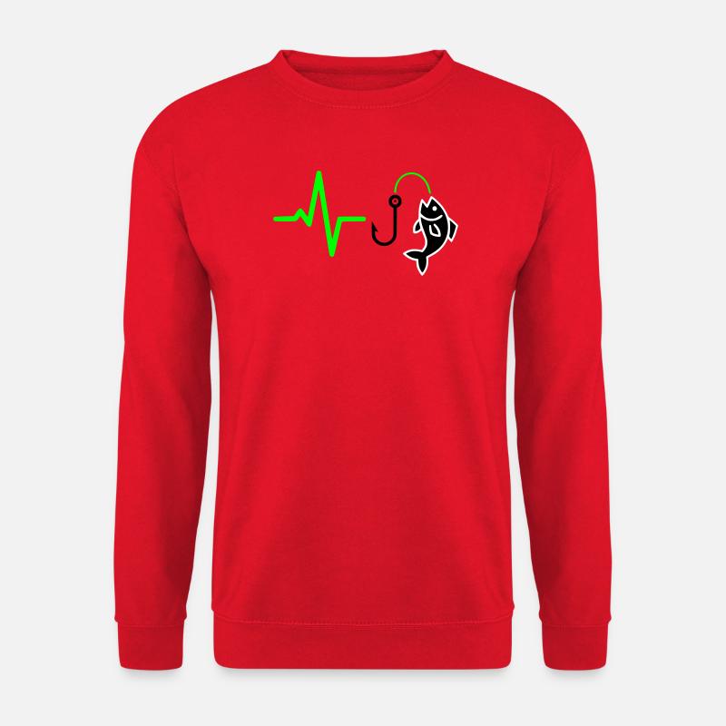 Angler Puls Fisch Silhouette - Unisex Pullover - Rot