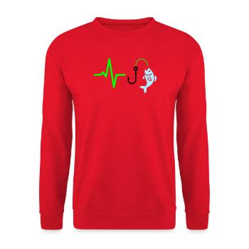 Pulse Line Fishing Fish Icon - Unisex Sweatshirt - red - Front - Alina (178cm) & Michal (187cm)