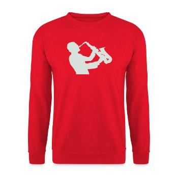 Jazz Saxophone Silhouette - Unisex Sweatshirt - red - Front - Alina (178cm) & Michal (187cm)