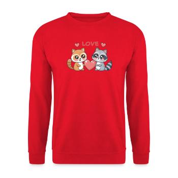 Liebe Kawaii Rotpanda und Waschbär - Unisex Pullover - Rot - Vorne - Alina (178cm) & Michal (187cm)