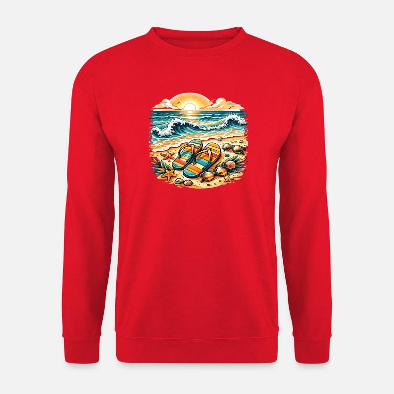 Sunset on the beach illustration - Unisex Sweatshirt - red