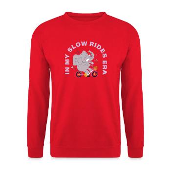 In My Slow Rides Era – Cozy Bicycle Motif - Unisex Sweatshirt - red - Front - Alina (178cm) & Michal (187cm)