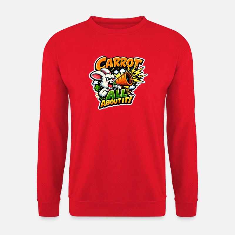 Carrot Megaphone Bunny – Comic Style - Unisex Sweatshirt - red