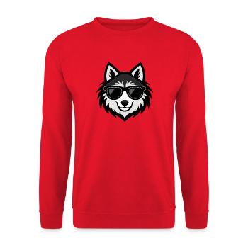 Wolf hipster sunglasses - Unisex Sweatshirt - red - Front - Alina (178cm) & Michal (187cm)