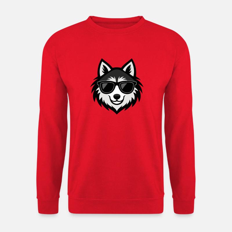 Wolf-Hipster-Sonnenbrille - Unisex Pullover - Rot