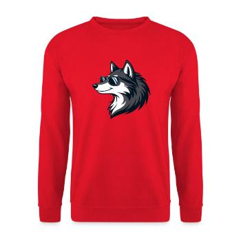 Modern Wolf Sunglasses - Unisex Sweatshirt - red - Front - Alina (178cm) & Michal (187cm)