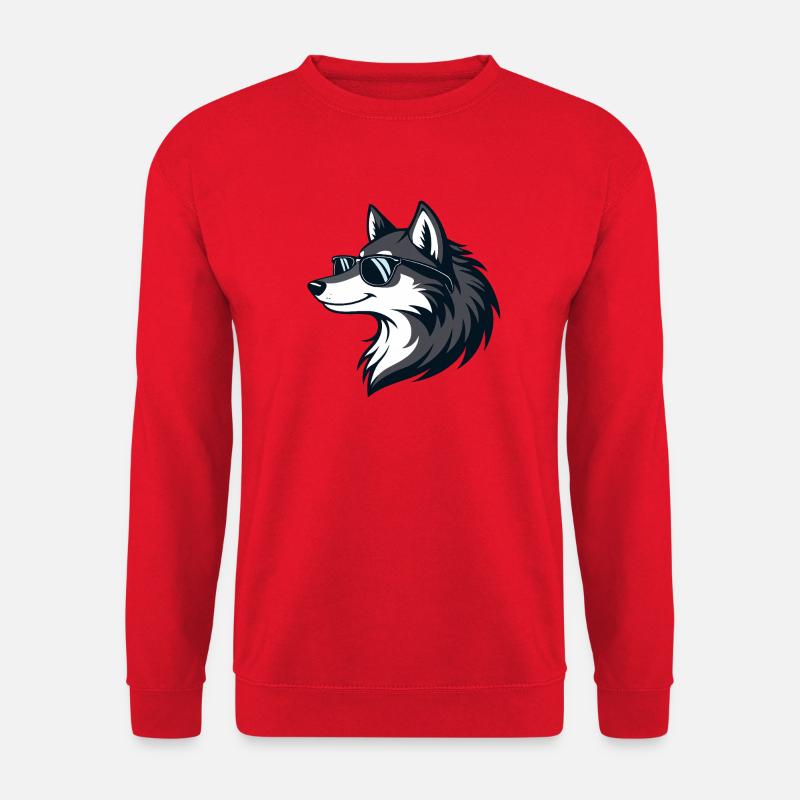 Moderne Wolf-Sonnenbrillen - Unisex Pullover - Rot