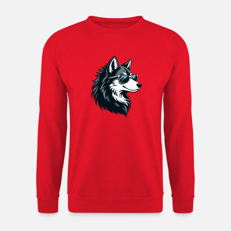 Wolf Husky Sunglasses - Unisex Sweatshirt - red
