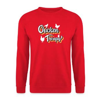 Chicken Fans - - Chick - Chicken Therapy - Unisex Sweatshirt - red - Front - Alina (178cm) & Michal (187cm)