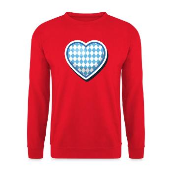 Cœur de supporter du Bayern en motif de cœur en diamant bleu blanc de Bavière - Sweat-shirt Unisexe - rouge - Devant - Alina (178cm) & Michal (187cm)