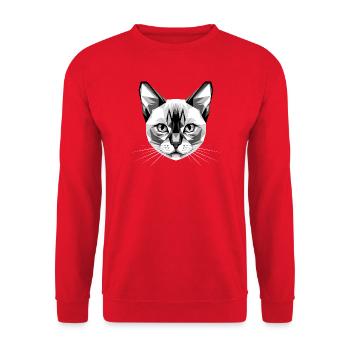 Siamkatze Siam Katze Siamese Cat Siamesen Katzen - Unisex Pullover - Rot - Vorne - Alina (178cm) & Michal (187cm)