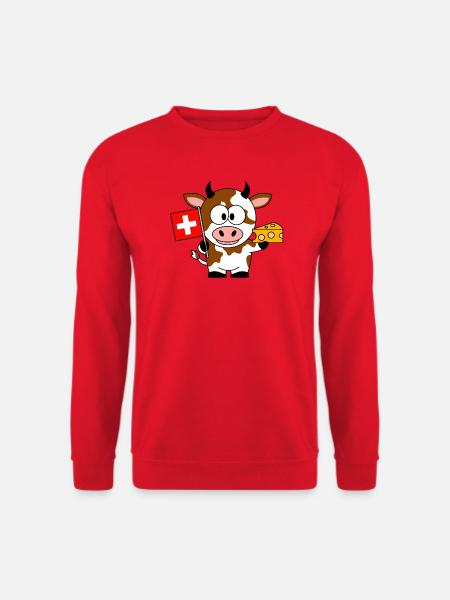 Cow with Swiss Flag Cheese - Unisex Sweatshirt - red