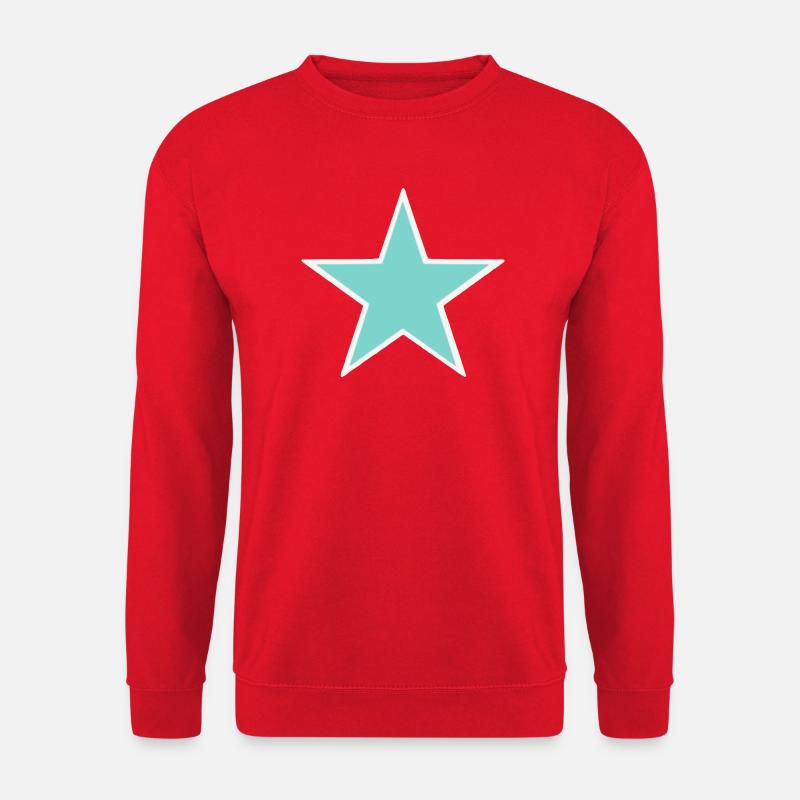 Türkiser Stern mit weißem Rand - Unisex Pullover - Rot