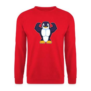 Penguin Bodybuilder Bodybuilding Sport - Unisex Sweatshirt - red - Front - Alina (178cm) & Michal (187cm)