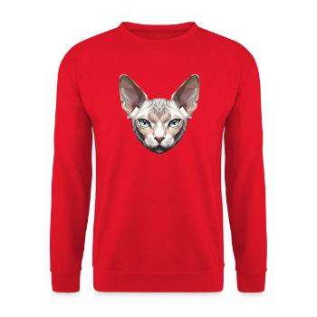 Sphynx Katze Sphynxkatze Canadian Cat Süße Sphinx - Unisex Pullover - Rot - Vorne - Alina (178cm) & Michal (187cm)