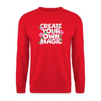 Erschaffe deine eigene Magie - Unisex Pullover - Rot - Vorne - Alina (178cm) & Michal (187cm)